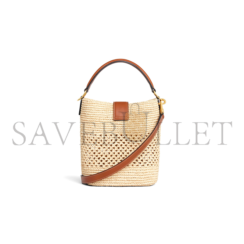 Ce**e small l0*ise bucket in raffia and calfskin 119742gns.02nt (19*16*12cm)